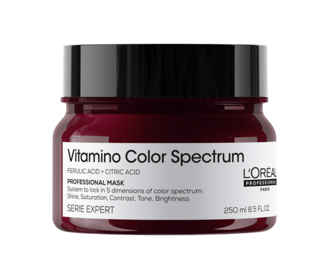 Le masque protecteur de couleur Vitamino Color Spectrum de L’Oréal Professionnel pour une couleur pleine d’éclat qui dure dans le temps.