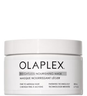 Le masque Olaplex Wheightless Nourishing vient hydrater et réparer en légèreté les cheveux fins à moyens.