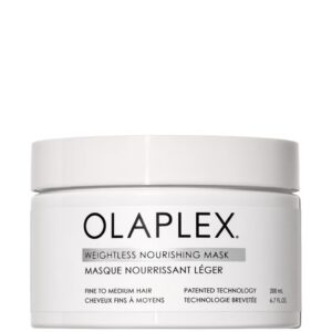 Le masque Olaplex Wheightless Nourishing vient hydrater et réparer en légèreté les cheveux fins à moyens.
